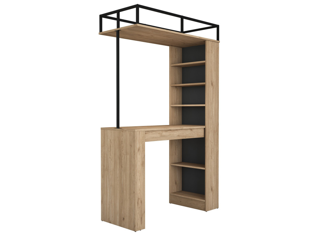 Mesa de jantar de madeira "Jacob" com prateleiras - 120 x 56 x 199 cm - Castanho