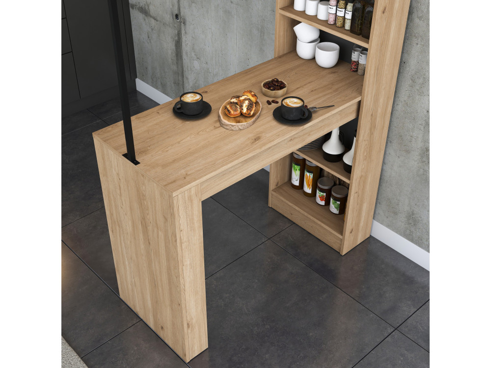Mesa de jantar de madeira "Jacob" com prateleiras - 120 x 56 x 199 cm - Castanho