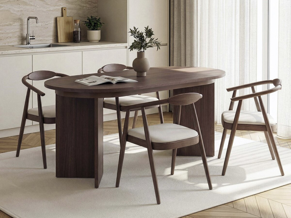 Mesa de jantar extensível em madeira 160/200 cm "Sorell" - 8 lugares - Castanho
