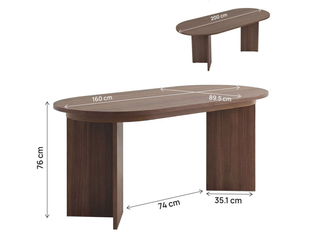Mesa de jantar extensível em madeira 160/200 cm "Sorell" - 8 lugares - Castanho