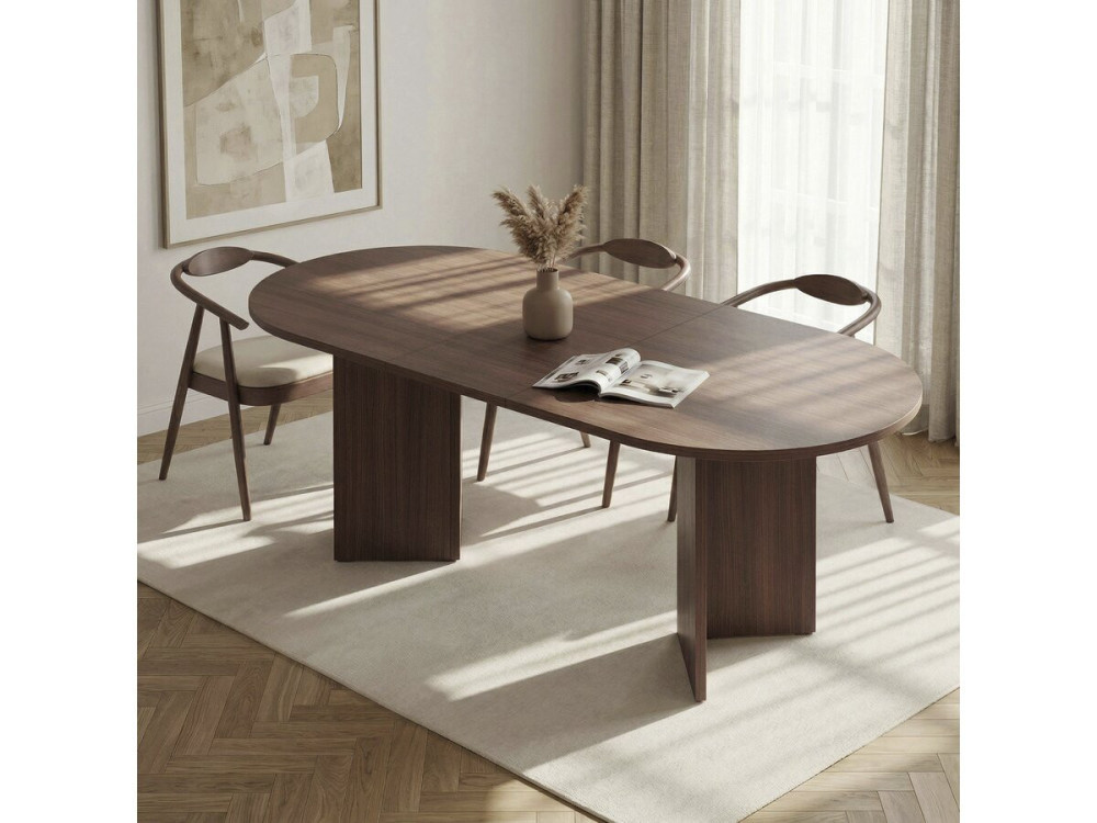 Mesa de jantar extensível em madeira 160/200 cm "Sorell" - 8 lugares - Castanho