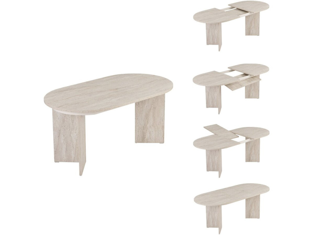 Mesa de jantar extensível em madeira 160/200 cm "Sorell" - 8 lugares - Travertino