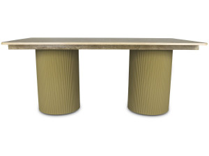 Mesa de jantar oval de madeira "Zénith" - 180 cm - 8 lugares sentados - Bege