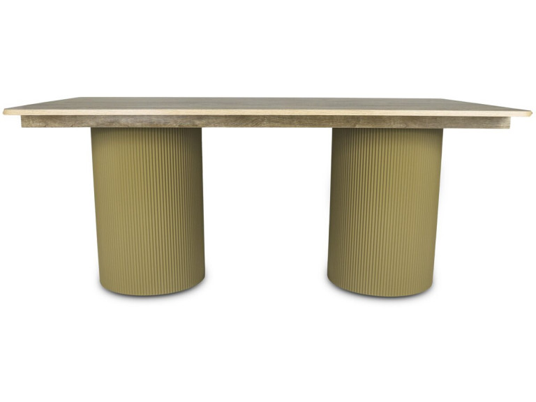 Mesa de jantar oval de madeira "Zénith" - 180 cm - 8 lugares sentados - Bege