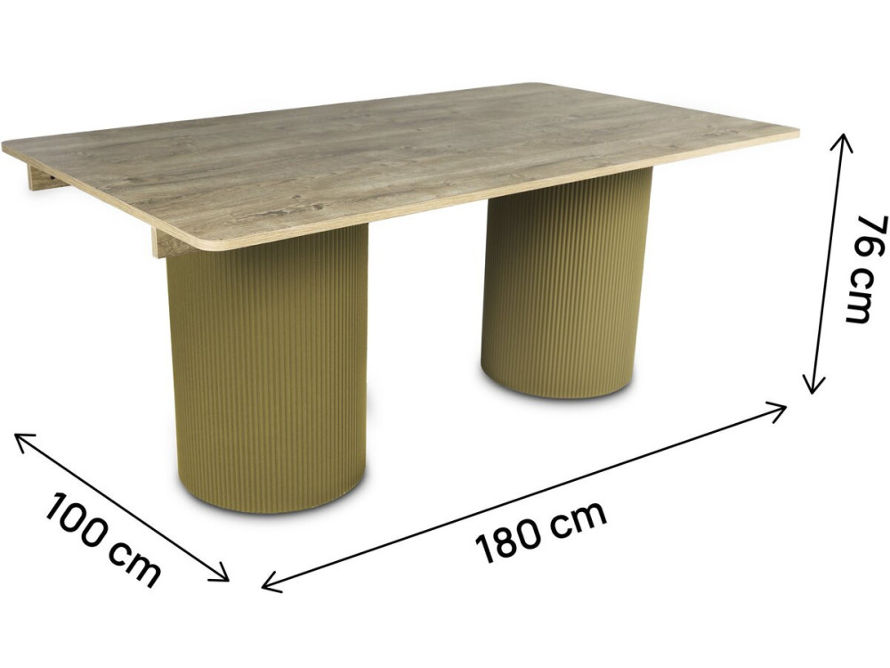 Mesa de jantar oval de madeira "Zénith" - 180 cm - 8 lugares sentados - Bege
