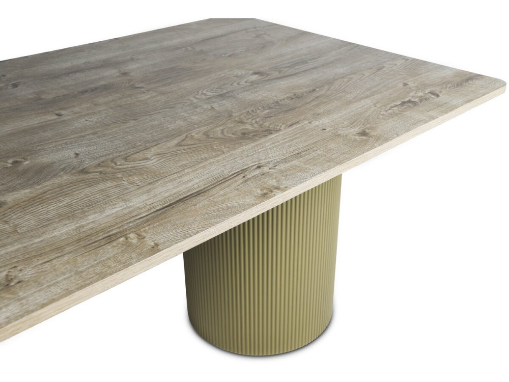 Mesa de jantar oval de madeira "Zénith" - 180 cm - 8 lugares sentados - Bege