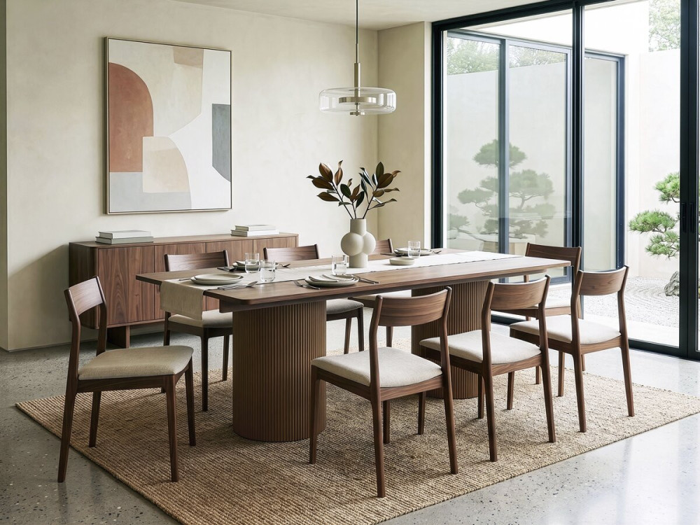 Mesa de jantar oval de madeira "Zénith" - 180 cm - Assentos 8 - Castanho
