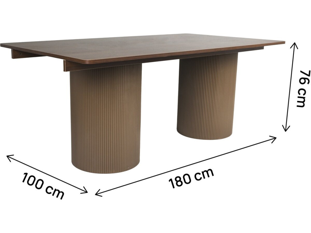 Mesa de jantar oval de madeira "Zénith" - 180 cm - Assentos 8 - Castanho