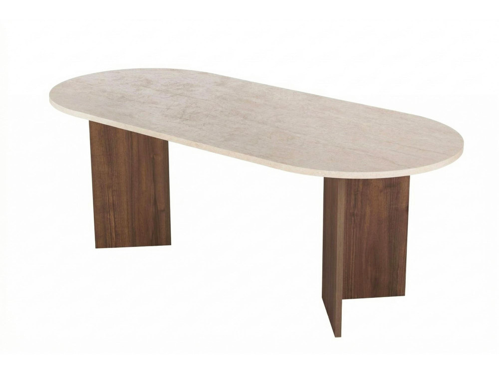 Mesa de jantar em madeira "Sabella" - 200 x 90 x 75 cm - Travertino