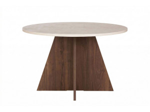 Mesa de jantar de madeira "Virella" - 120 x 120 x 75 cm - Travertino
