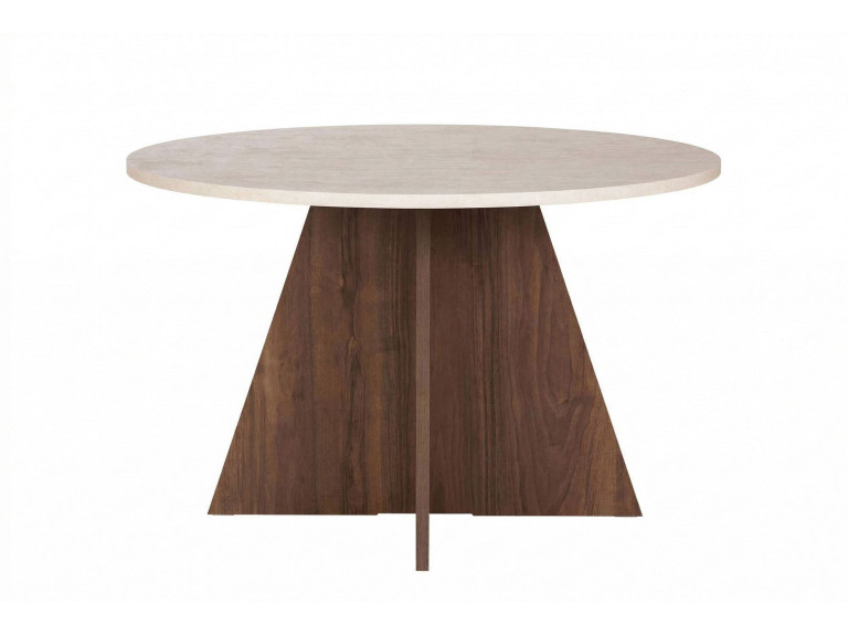 Mesa de jantar de madeira "Virella" - 120 x 120 x 75 cm - Travertino