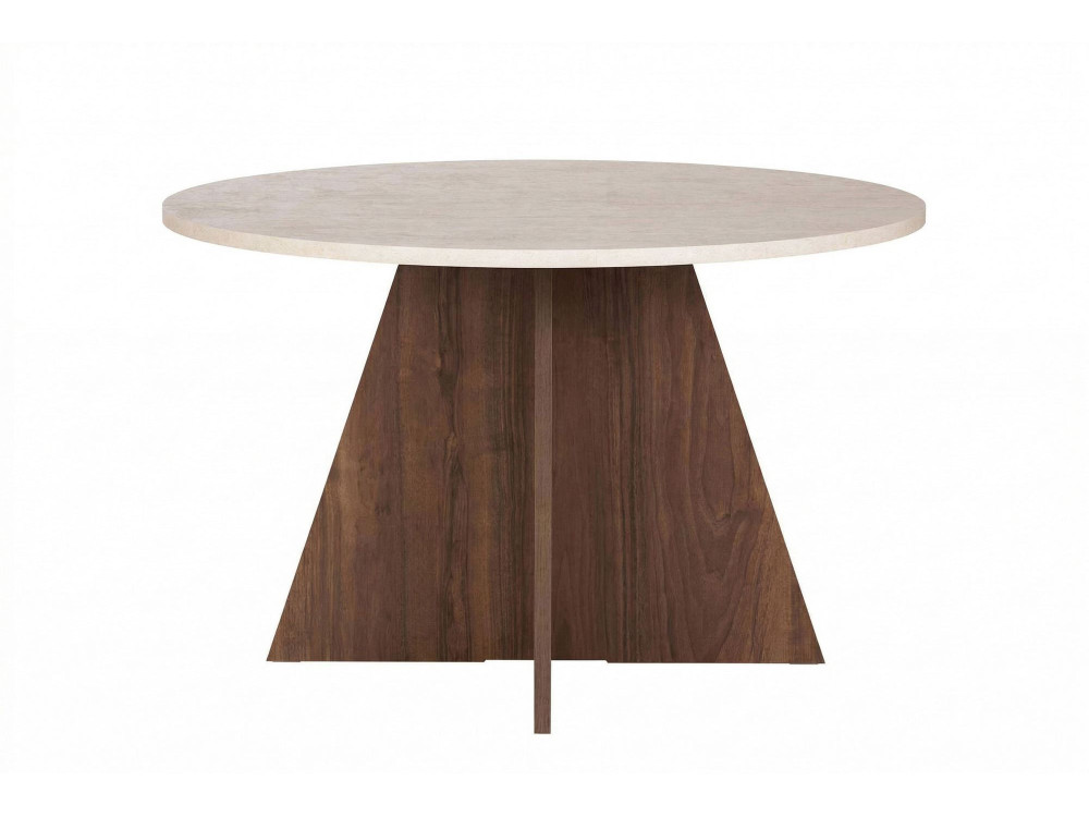 Mesa de jantar de madeira "Virella" - 120 x 120 x 75 cm - Travertino