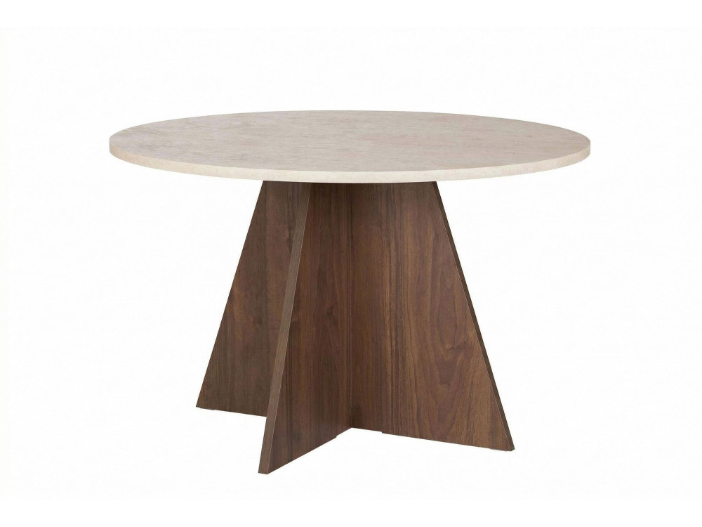 Mesa de jantar de madeira "Virella" - 120 x 120 x 75 cm - Travertino
