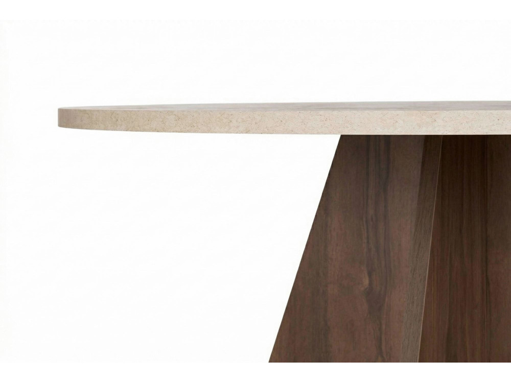 Mesa de jantar de madeira "Virella" - 120 x 120 x 75 cm - Travertino