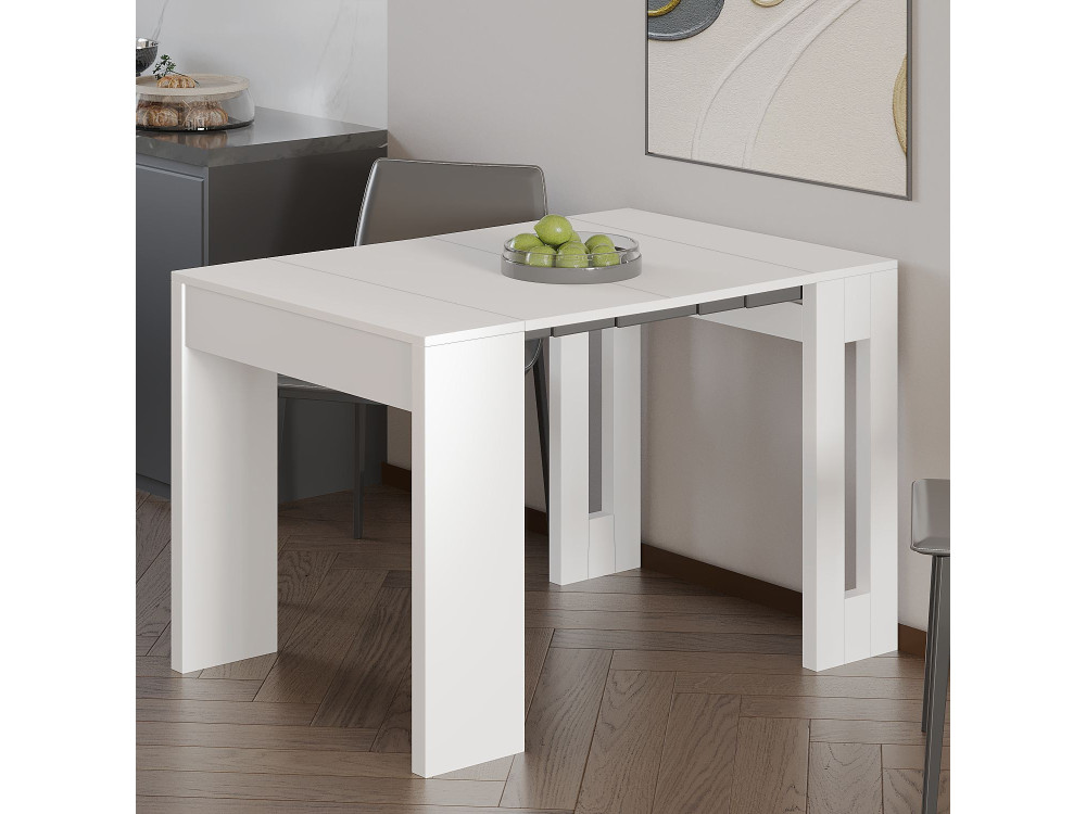 Mesa de jantar extensível de madeira "Nivo" - 80 x 44 x 76 cm - Branco