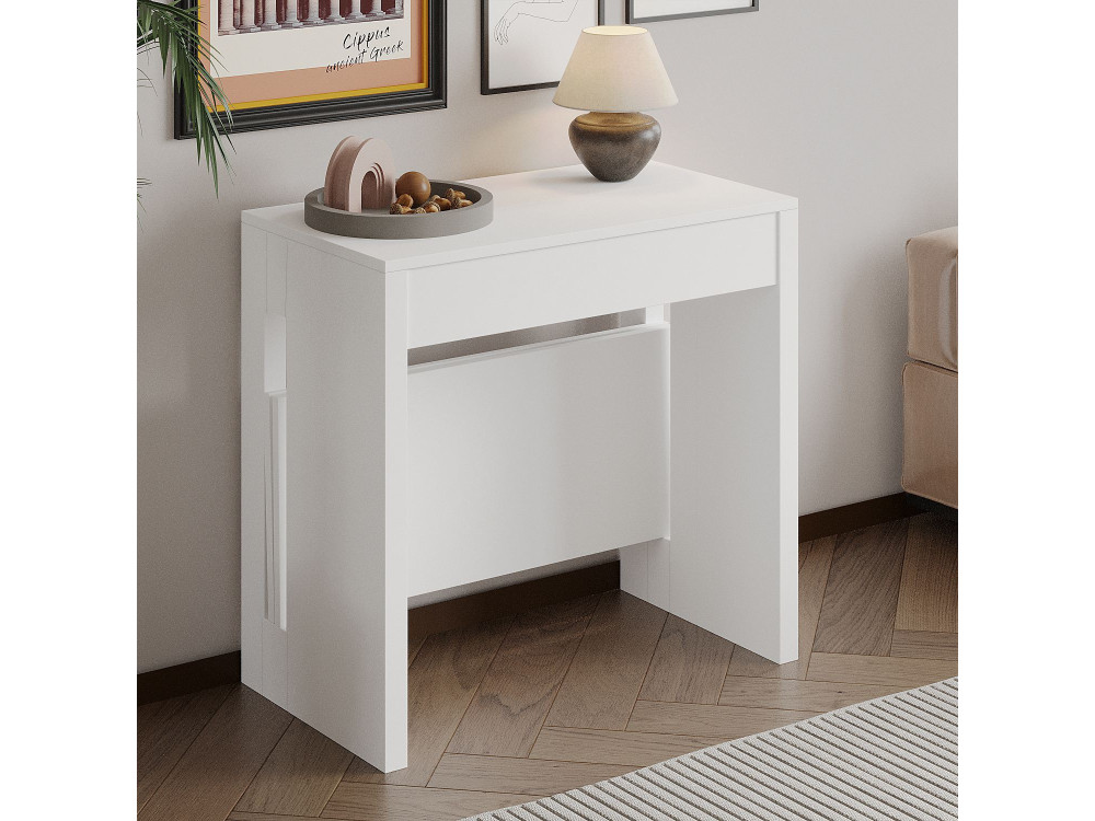 Mesa de jantar extensível de madeira "Nivo" - 80 x 44 x 76 cm - Branco