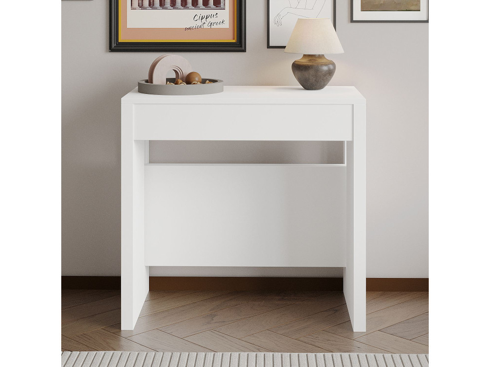 Mesa de jantar extensível de madeira "Nivo" - 80 x 44 x 76 cm - Branco
