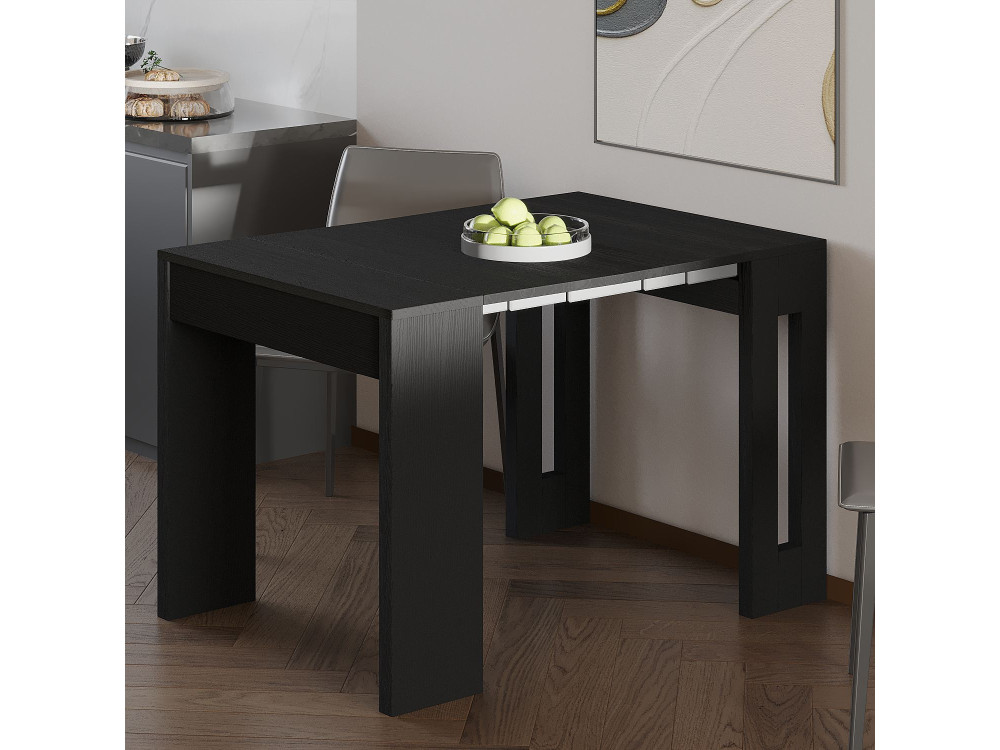 Mesa de jantar extensível de madeira "Nivo" - 80 x 44 x 76 cm - Preto