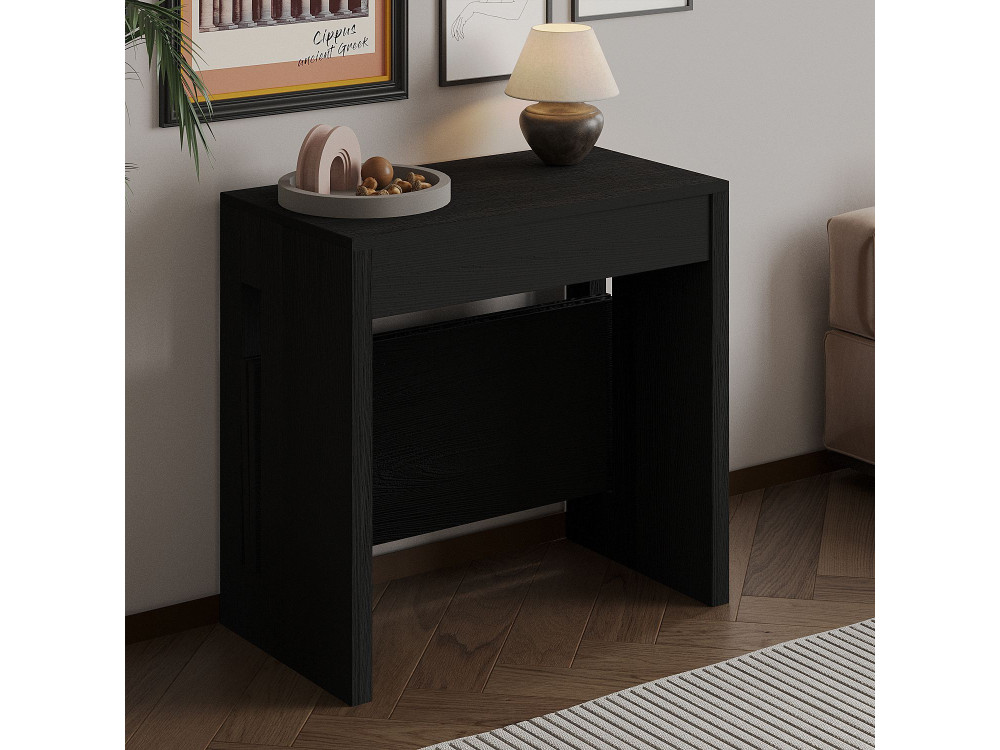 Mesa de jantar extensível de madeira "Nivo" - 80 x 44 x 76 cm - Preto