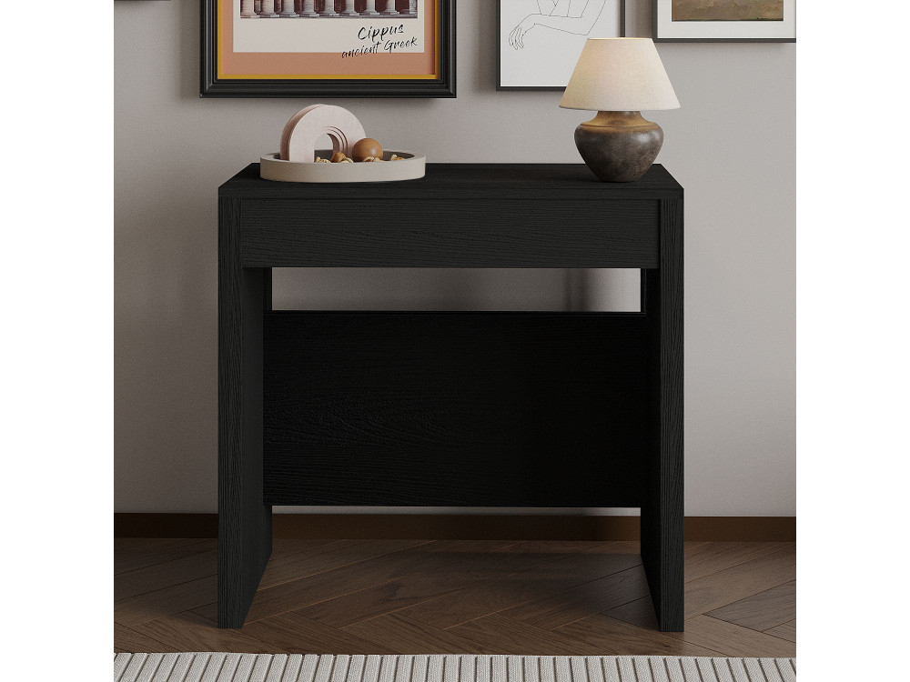 Mesa de jantar extensível de madeira "Nivo" - 80 x 44 x 76 cm - Preto