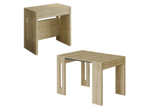 Mesa de jantar extensível de madeira "Nivo" - 80 x 44 x 76 cm - Bege