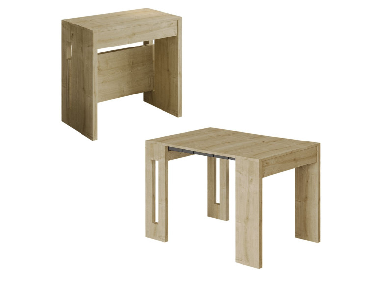 Mesa de jantar extensível de madeira "Nivo" - 80 x 44 x 76 cm - Bege