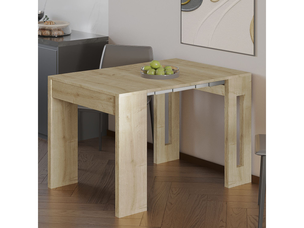 Mesa de jantar extensível de madeira "Nivo" - 80 x 44 x 76 cm - Bege