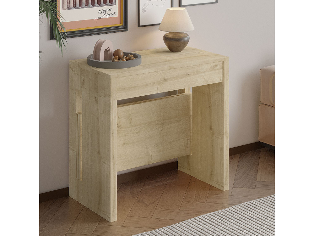 Mesa de jantar extensível de madeira "Nivo" - 80 x 44 x 76 cm - Bege