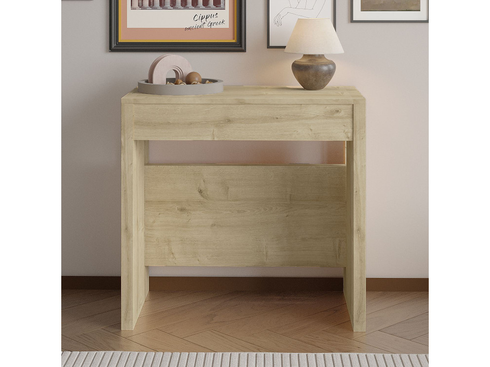Mesa de jantar extensível de madeira "Nivo" - 80 x 44 x 76 cm - Bege