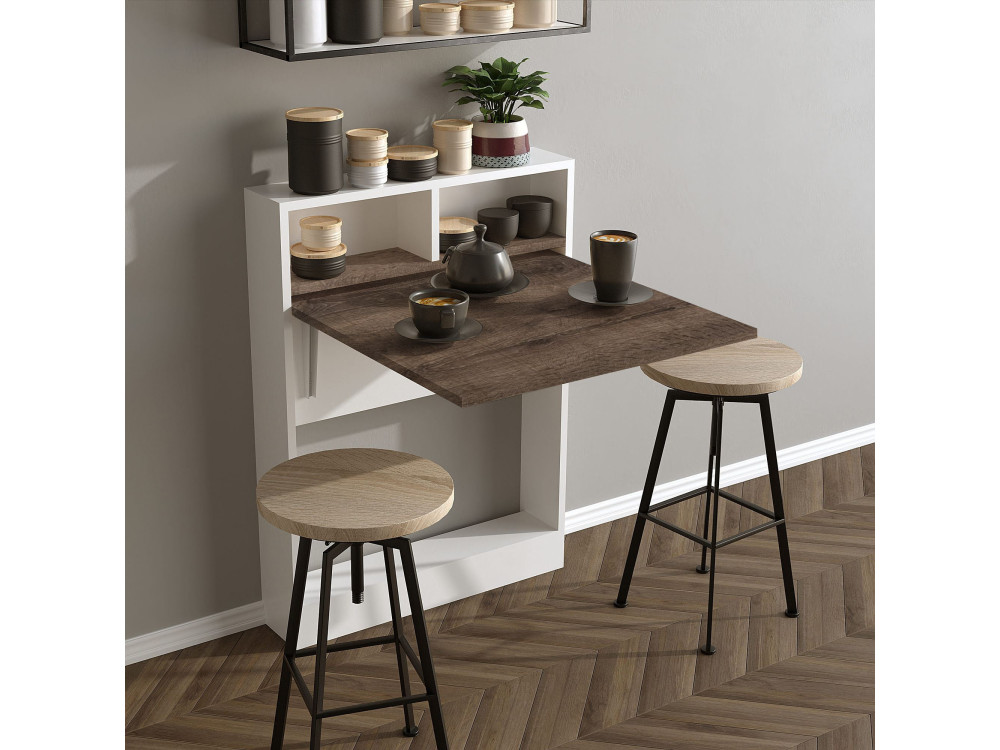Mesa de jantar dobrável de madeira "Bracked" - 70 x 15 x 96 cm - Bege