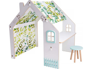Teatro infantil de madeira "Bianelli" com mesa - 114 x 93 x 120 cm - Branco / Menta