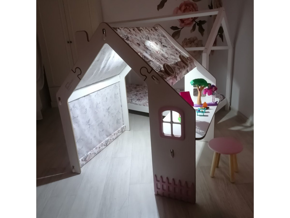 Teatro infantil de madeira "Bianelli" com mesa - 114 x 93 x 120 cm - Branco / Rosa