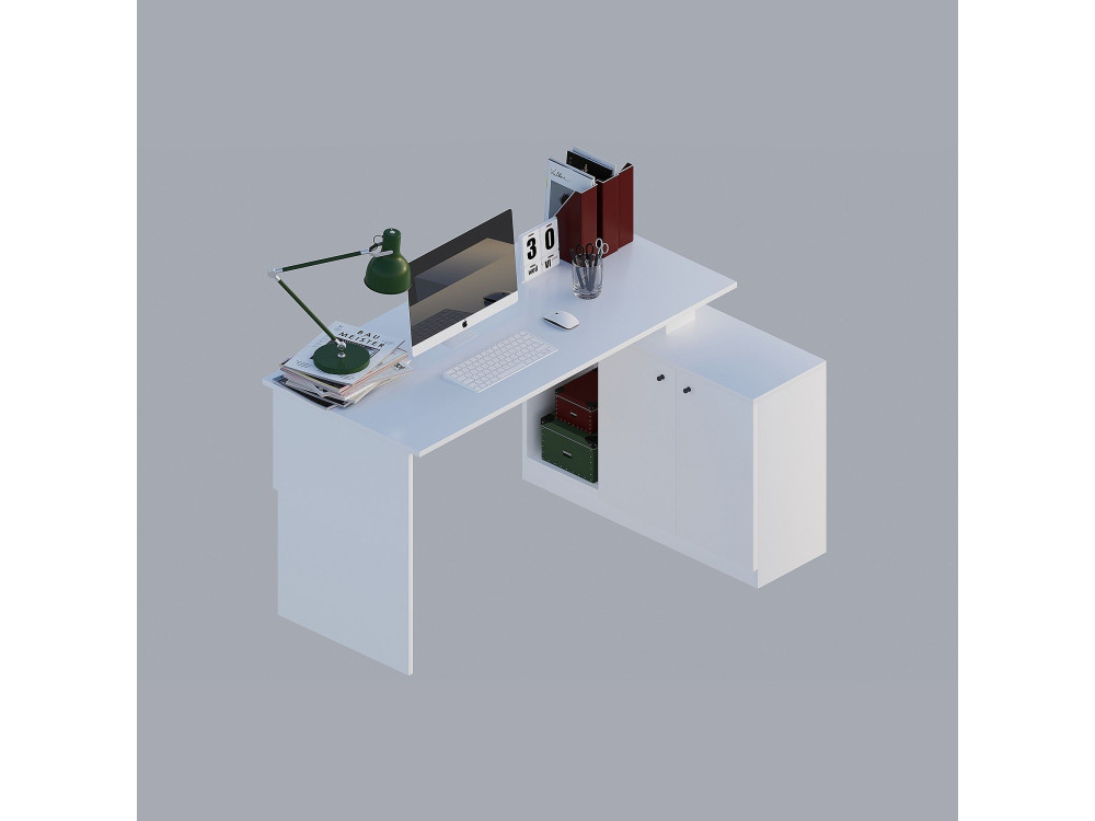 Secretária de madeira "Basak" - 130 x 60 x 74 cm - Branco