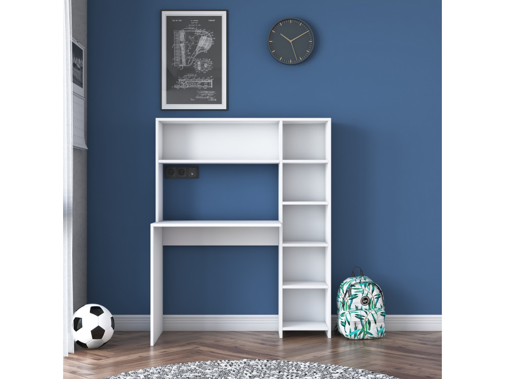 Secretária de madeira "Haham" 113 x 40 x 142 cm - Branco