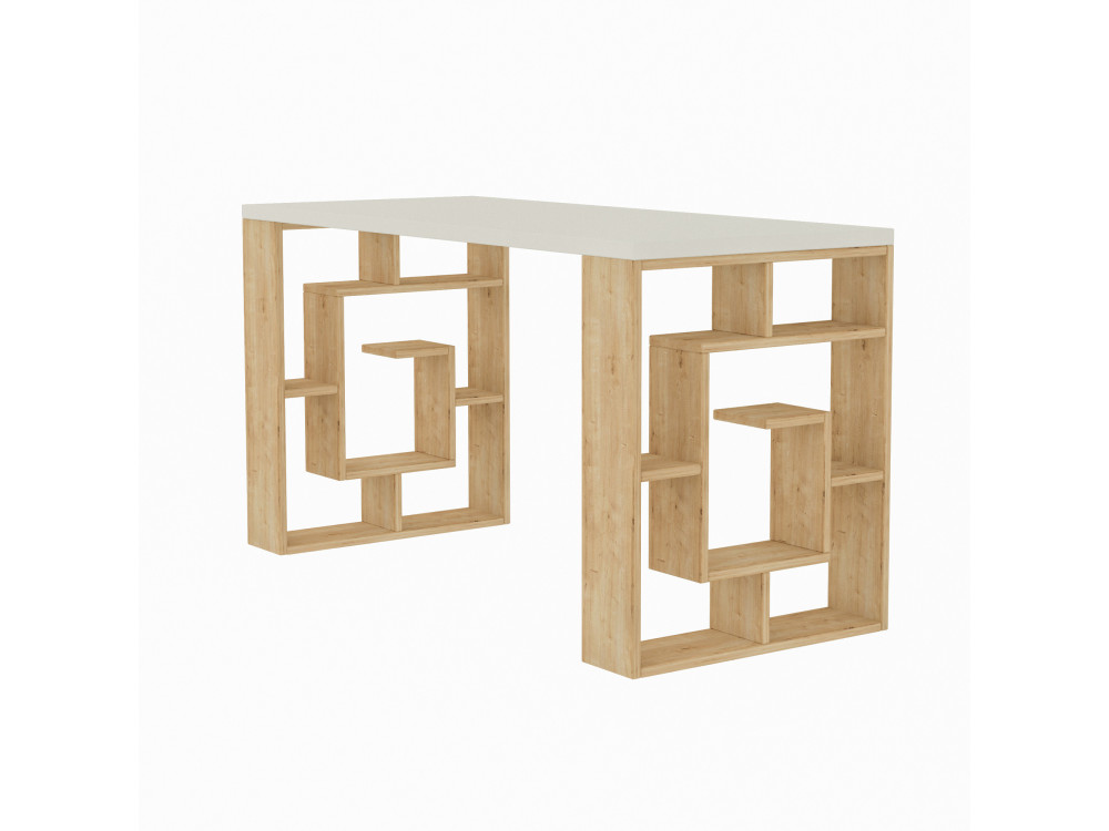 Secretária de madeira "Maze" 140 x 60 x 75 cm - Branco