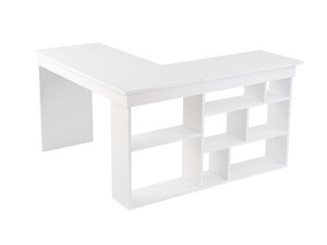 Secretária de madeira "Vesper" 130 x 120 x 72 cm - Branco natural