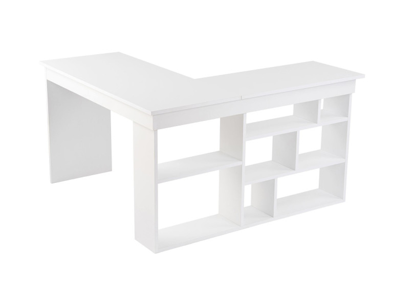 Secretária de madeira "Vesper" 130 x 120 x 72 cm - Branco natural
