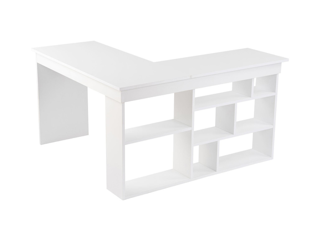 Secretária de madeira "Vesper" 130 x 120 x 72 cm - Branco natural
