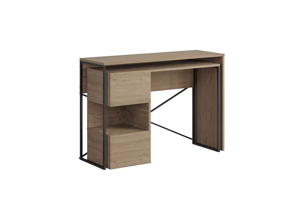 Secretária modular de madeira "Badau" - 110 x 102 x 77 cm - Castanho