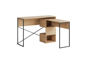 Secretária modular de madeira "Badau" - 110 x 102 x 77 cm - Bege