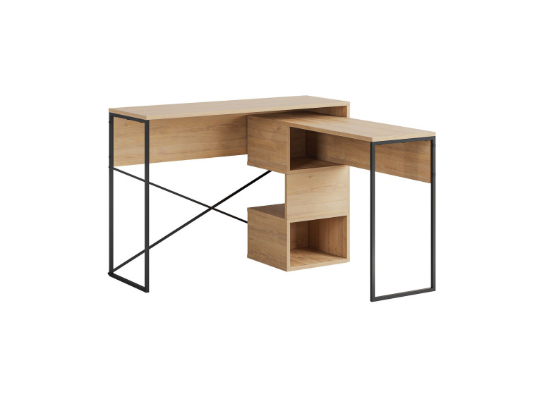 Secretária modular de madeira "Badau" - 110 x 102 x 77 cm - Bege