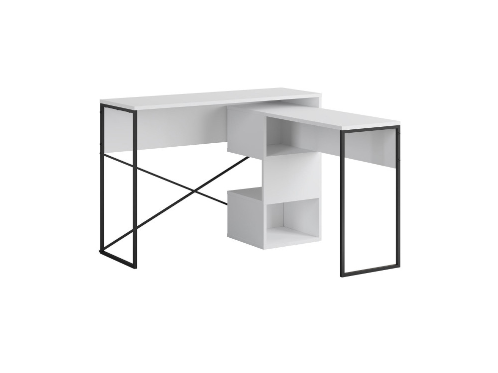 Secretária modular de madeira "Badau" - 110 x 102 x 77 cm - Branco