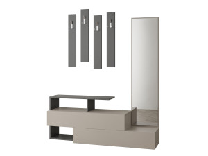 Móvel de corredor "Ramda" com espelho de madeira - 137 x 35 x 154 cm - Cinzento antracite