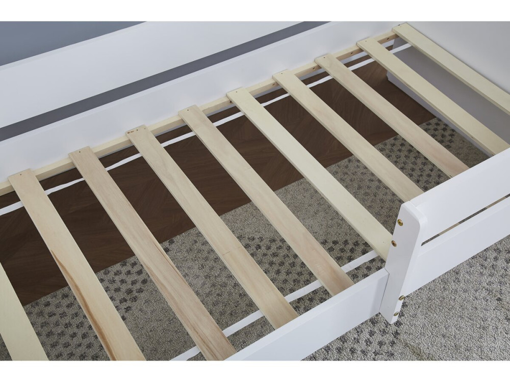 Cama infantil com barreira "Victoria" - Madeira - Branca - 80 x 160 cm