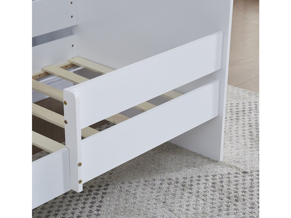 Cama infantil com barreira "Victoria" - Madeira - Branca - 80 x 160 cm