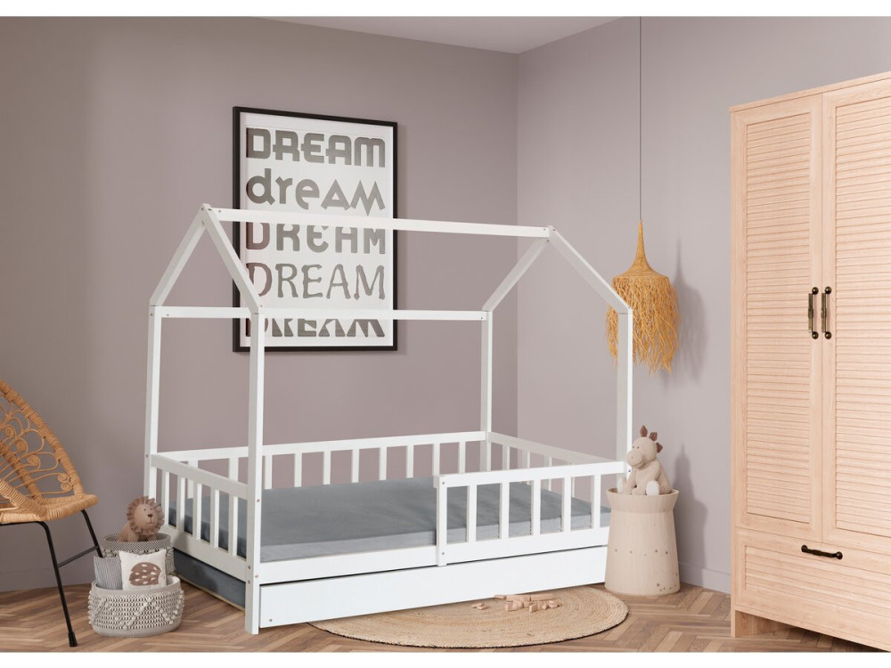 Cama cabine infantil com gaveta "Paloma" - 90 x 190 cm - Branco