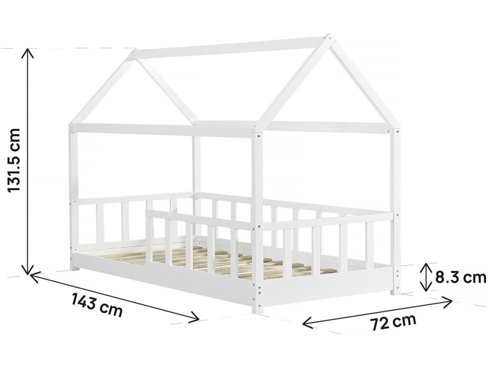 Cama cabine infantil "Mila" - 90 x 190 cm - Branco