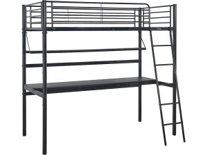 Cama alta com secretária "Alona" - 90 x 190 cm - Preto