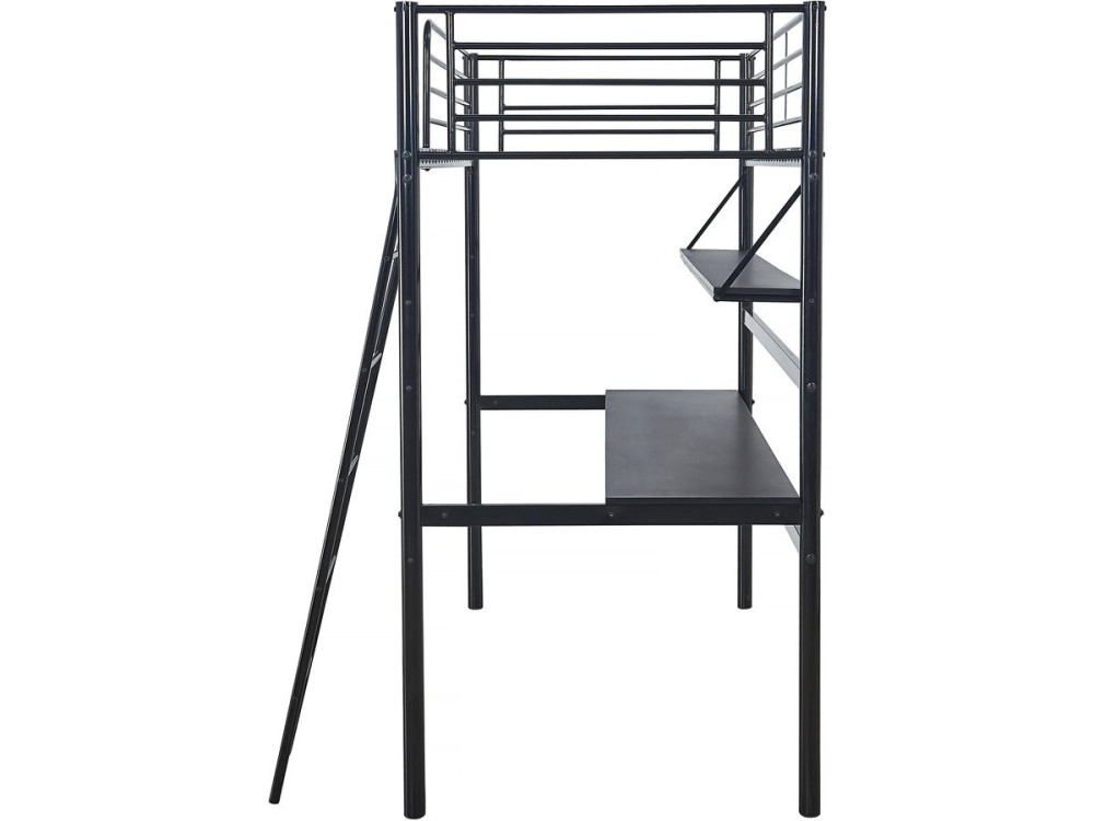 Cama alta com secretária "Alona" - 90 x 190 cm - Preto