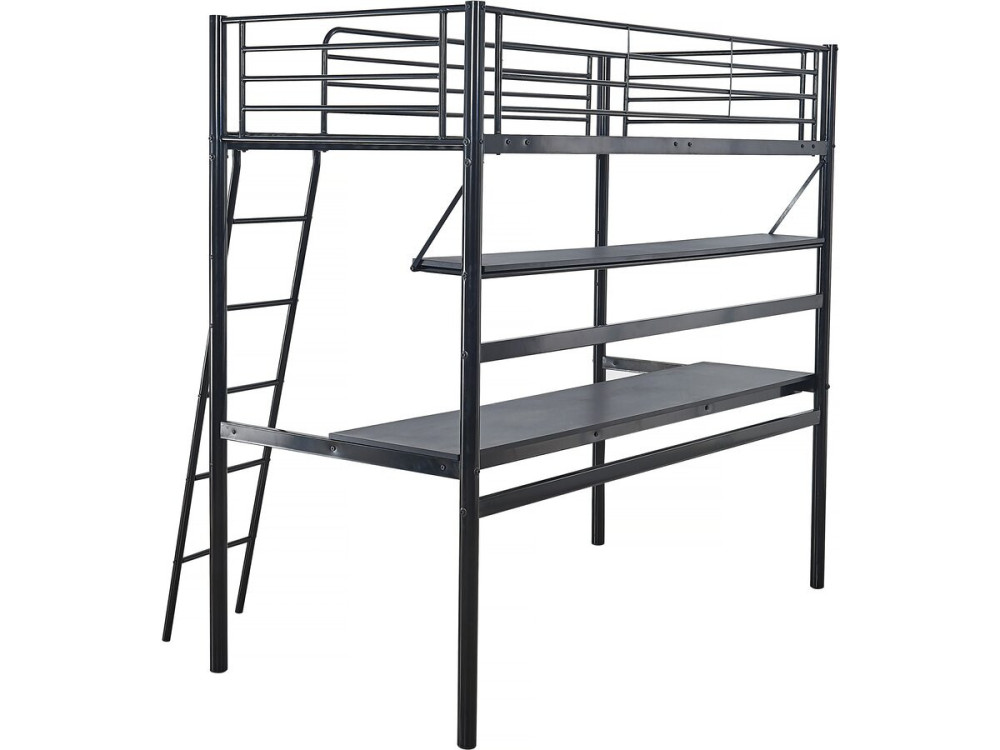 Cama alta com secretária "Alona" - 90 x 190 cm - Preto